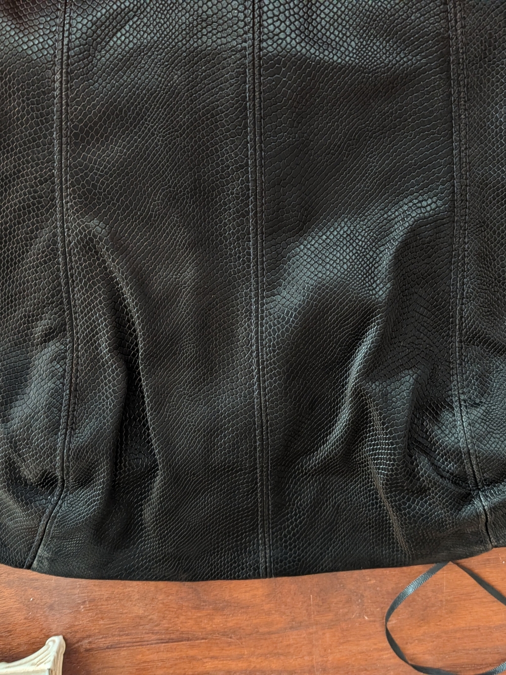 Strapless Black Textured Faux-Leather Camisole - Picture 6 of 6